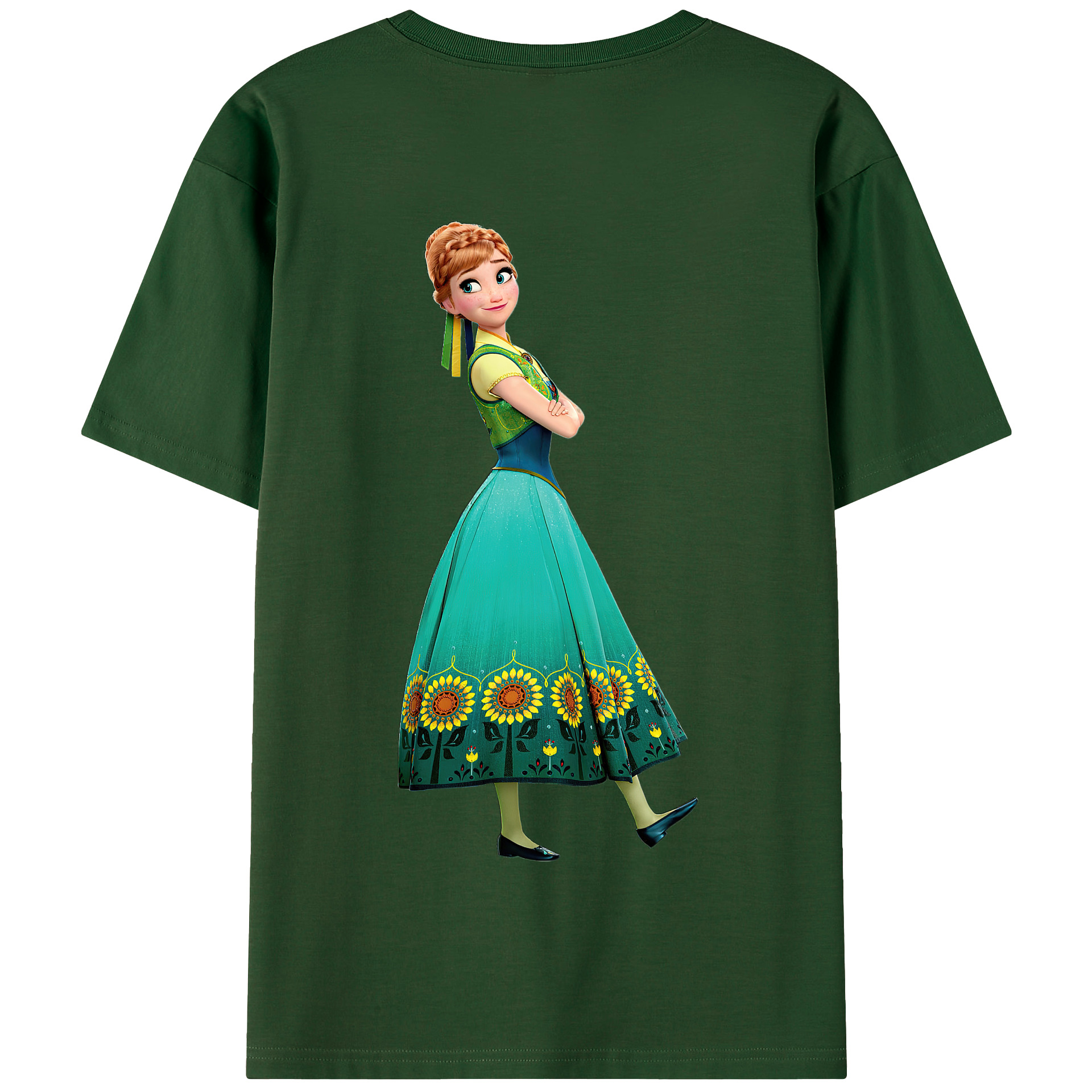 （画像用） アナと雪の女王 アンナ エルサ Frozen Anna Elsa 綿100％半袖Tシャツ（背面プリント）